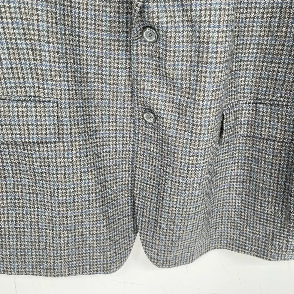 Chaps Men's Grey Houndstooth Wool Two Button Sport Coat Blazer Plus Size 48R